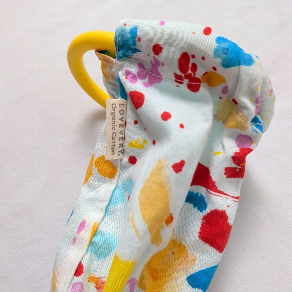 Lovevery Organic Cotton Sensory Pouch Crinkle Toy Paint Splatter Thinker Kit